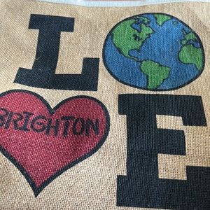 Brighton Vintage EUC Burlap Tote Bag.